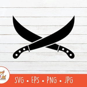 Machete SVG, Vector Machete Clipart, Crossed Machete Cut File For Cricut, PNG, EPS, Téléchargement numérique instantané