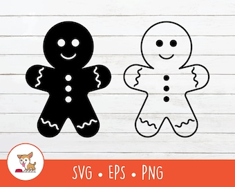 Gingerbread Man SVG, Vector Gingerbread Man Clipart, Gingerbread Man Cut File For Cricut, PNG, EPS, Instant Digital Download