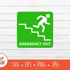 非常口標識クリップアート、非常口標識 SVG、Cricut 用ベクター非常口シンボルカットファイル、PNG、EPS、デジタルダウンロード