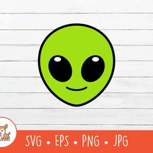 Imágenes prediseñadas de extraterrestre de dibujos animados, SVG de extraterrestre, archivo de corte de extraterrestre vectorial para Cricut, PNG, EPS, descarga digital instantánea