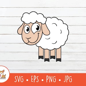 Cartoon Schaf Clipart, Schaf SVG, Vektor Schaf geschnitten Datei für Cricut, PNG, EPS, sofortiger digitaler Download