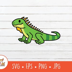 Cartoon Iguana Clipart, Iguana SVG, Vector Iguana Cut File For Cricut, PNG, EPS, Instant Digital Download