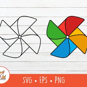 Cartoon Pinwheel Clipart, Pinwheel SVG, Pinwheel Cut File, PNG, EPS, Instant Digital Download