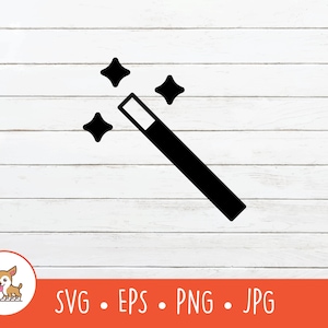Baguette magique SVG, Clipart baguette magique, vecteur baguette magique icône couper fichier pour Cricut, PNG, EPS, téléchargement immédiat