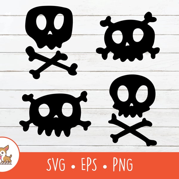 Skull and Crossbones SVG, Skull and Bones Clipart, Vector Skull and Crossbones Cut File For Cricut, PNG, EPS, Instant Digital Download