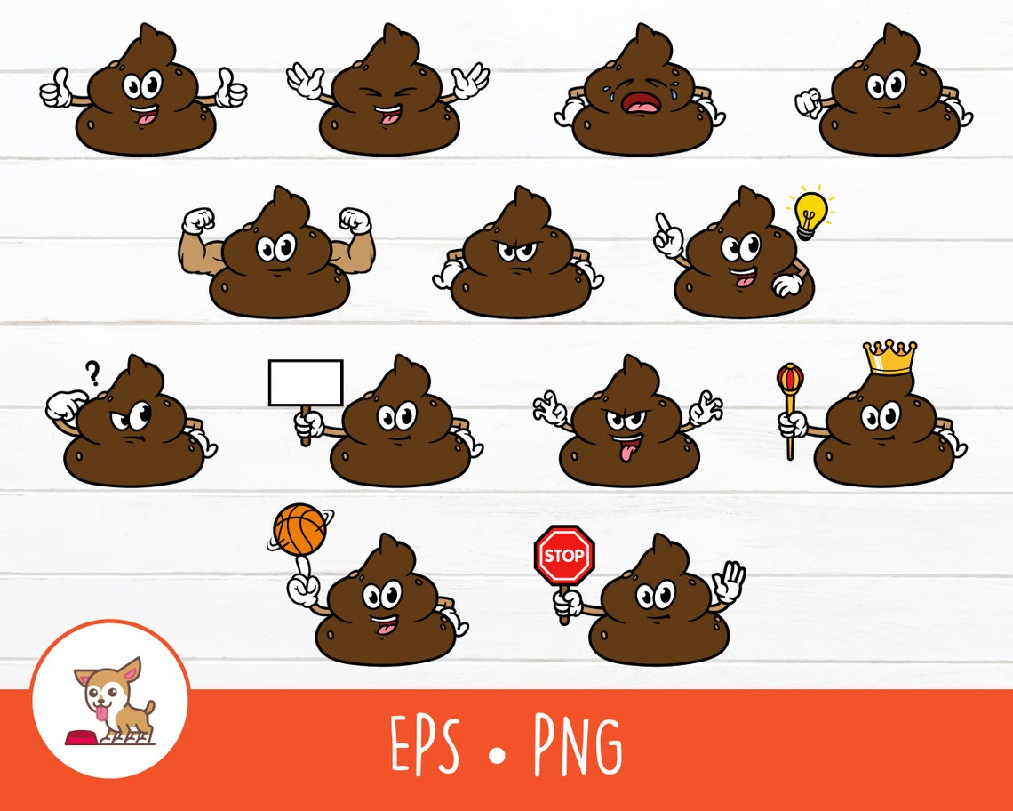 Poop Clipart, Vector Poop Bundle, Cartoon Poop Character, Poop Mascot ...