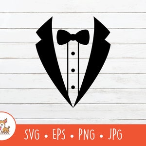 Tuxedo SVG, Tuxedo Clipart, Vector Tuxedo Cut File per Cricut, PNG, EPS, Download digitale istantaneo