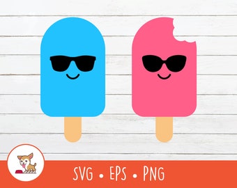 Popsicle With Sunglasses SVG, Popsicle Clipart, Vector Popsicle With Sunglasses Cut File, PNG, EPS, Instant Digital Download