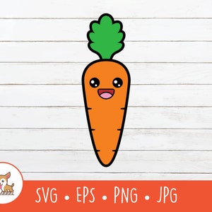 Kawaii Carrot SVG, Vector Carrot Clipart, Cute Carrot Cut File For Cricut, PNG, EPS, Instant Digital Download