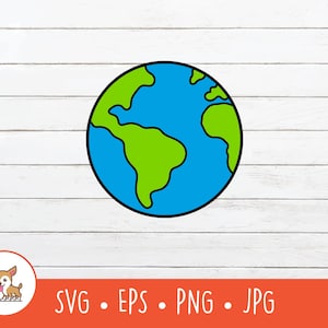 Planet Earth SVG, Planet Earth Clipart, Vector Globe Cut File For Cricut, PNG, EPS, Instant Digital Download