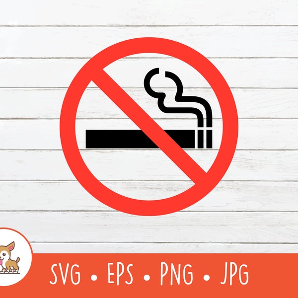 No Smoking Sign SVG, No Smoking Clipart, Vector No Smoking Sign Cut File For Cricut, PNG, EPS, Instant Digital Download
