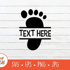 Footprint SVG, Split Footprint Name Frame, Foot Print Clipart, Vector Footprint Cut File For Cricut, PNG, EPS, Instant Digital Download