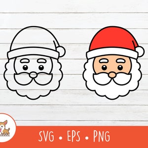 Santa SVG, Santa Face Clipart, Christmas Santa Claus Cut File For Cricut, PNG, EPS, Digital Download
