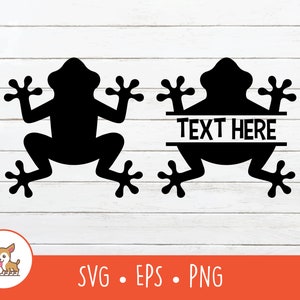 Frog SVG, Split Frog Name Frame, Frog Clipart, Vector Frog Cut File For Cricut, PNG, EPS, Instant Digital Download