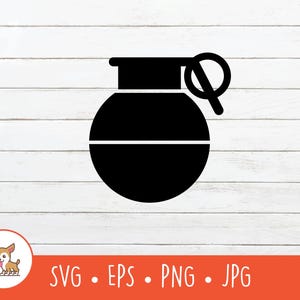 Grenade SVG, Grenade Clipart, Vector Grenade Cut File For Cricut, PNG, EPS, Instant Digital Download