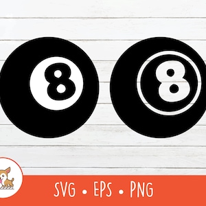 8 Ball SVG, 8 Ball Clipart, Vector 8 Ball Cut File For Cricut, PNG, EPS, Instant Digital Download
