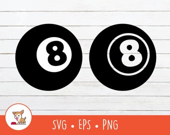 8 Ball SVG, 8 Ball Clipart, Vector 8 Ball Cut File For Cricut, PNG, EPS, Instant Digital Download