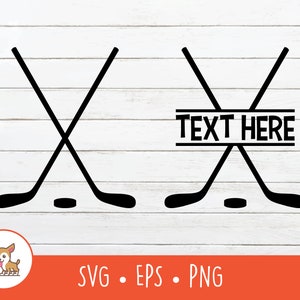 Hockey SVG, Split Hockey Sticks Name Frame, Crossed Hockey Sticks Clipart, Hockey Cut File For Cricut, PNG, EPS, Instant Digital Download