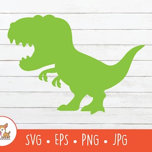 Green T-Rex Clipart, Green T-Rex SVG, Vector T-Rex Cut File For Cricut, T-Rex- Silhouette, PNG, EPS, Instant Digital Download