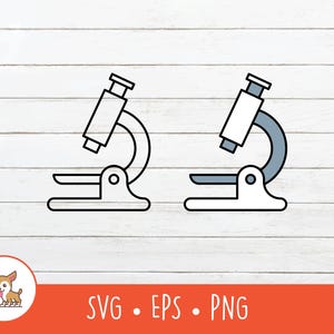 Imágenes prediseñadas de microscopio, microscopio SVG, archivo de corte vectorial de microscopio para Cricut, PNG, EPS, descarga digital instantánea