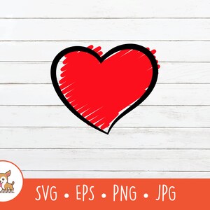 Abstract Scribbled Heart SVG, Vector Heart Clipart, Heart Doodle Cut File For Cricut, PNG, EPS, Instant Digital Download