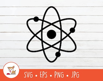 Atom SVG, Vector Atom Clipart, Science Cut File For Cricut, PNG, EPS, Instant Digital Download