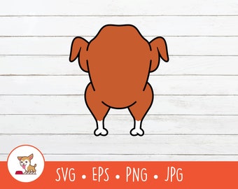Cartoon Turkey Clipart, Roast Turkey SVG, Vector Roast Turkey Cut File For Cricut, PNG, EPS, Instant Digital Download