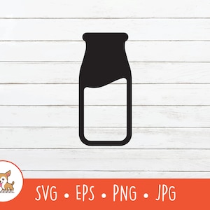 Bouteille de lait SVG, Clipart bouteille de lait, Fichier de coupe de bouteille de lait vectoriel pour Cricut, PNG, EPS, Téléchargement numérique instantané