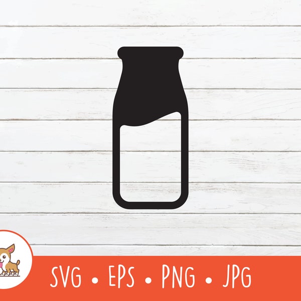 Milk Bottle SVG, Milk Bottle Clipart, Vector Milk Bottle Cut File For Cricut, PNG, EPS, Instant Digital Download