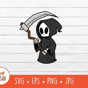 Cartoon Sensenmann Clipart, Sensenmann SVG, Vektor Sensenmann geschnitten Datei für Cricut, PNG, EPS, sofortiger digitaler Download