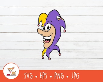 Cartoon Jester Clipart, Jester SVG, Vector Jester Cut File For Cricut, PNG, EPS, Instant Digital Download