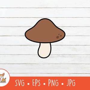 Cartoon Pilz Clipart, brauner Pilz SVG, Vektor Pilz geschnitten Datei für Cricut, PNG, EPS, sofortiger digitaler Download