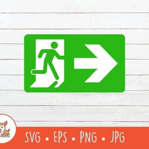 非常口標識 SVG、非常口標識クリップアート、Cricut 用ベクター非常口標識カット ファイル、PNG、EPS、デジタル ダウンロード