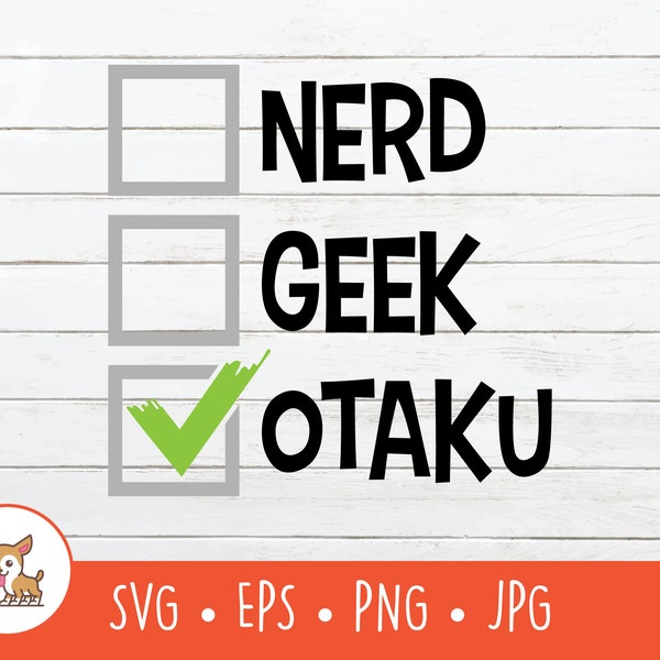 Nerd Geek Otaku SVG, Nerd Geek Otaku Clipart, Otaku Cut File For Cricut, PNG, EPS, Instant Digital Download