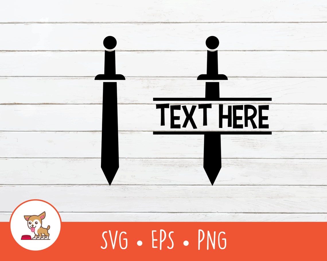 Sword SVG, Split Sword Name Frame, Sword Clipart, Vector Sword Cut File ...