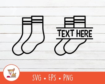 Socks SVG, Split Socks Name Frame, Socks Clipart, Vector Socks Cut File For Cricut, PNG, EPS, Digital Download