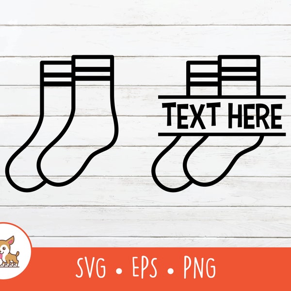 Socks SVG, Split Socks Name Frame, Socks Clipart, Vector Socks Cut File For Cricut, PNG, EPS, Digital Download