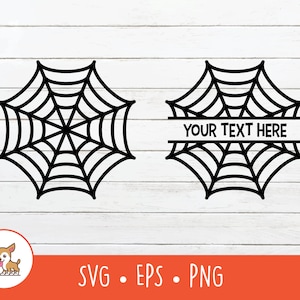 Spider Web SVG, Split Web Name Frame, Vector Cobweb Clipart, Spider Web Cut File For Cricut, PNG, EPS, Instant Digital Download