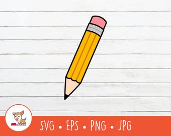 Clipart de lápiz de dibujos animados, lápiz SVG, archivo de corte de lápiz vectorial para Cricut, PNG, EPS, descarga digital instantánea
