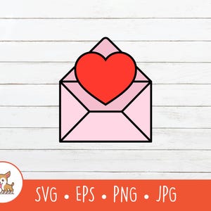Cartoon Liebesbrief Clipart, Liebesbrief SVG, Vektor Liebesbrief geschnitten Datei für Cricut, PNG, EPS, Sofortiger digitaler Download