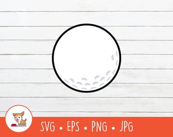 Cartoon Golf Ball Clipart, Golf Ball SVG, Vector Golf Ball Cut File For Cricut, PNG, EPS, Instant Digital Download