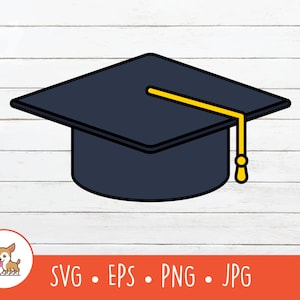 Akademischer Hut Clipart, Abschlusshut SVG, Abschlusshut geschnitten Datei für Cricut, PNG, EPS, sofortiger digitaler Download