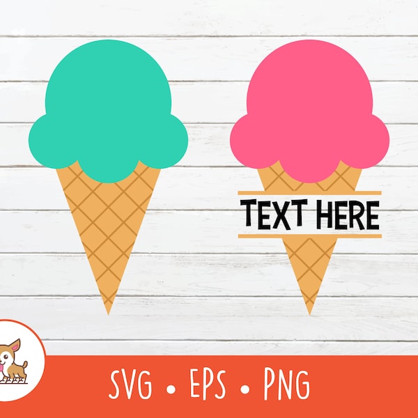 Ice Cream SVG, Split Ice Cream Name Frame, Ice Cream Clipart, Vector Ice Cream Cut File For Cricut, PNG, EPS, Digital Download