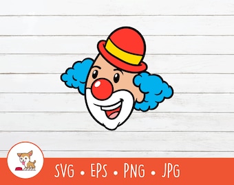 Cartoon Clown Clipart, Clown SVG, Vektor Clown geschnitten Datei für Cricut, PNG, EPS, sofortiger digitaler Download