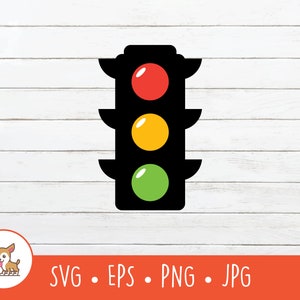 Semáforo SVG, semáforo clipart, arquivo de corte de sinal de rua vetorial para Cricut, PNG, EPS, download digital instantâneo