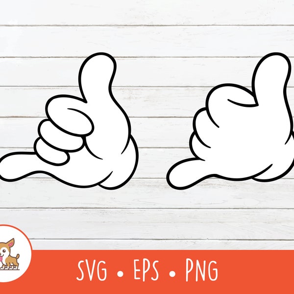 Hang Loose Clipart, Vector Shaka Hand SVG, Aloha Cut File For Cricut, PNG, EPS, Instant Digital Download