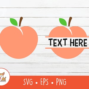 Peach SVG, Split Peach Name Frame, Vector Peach Clipart, Peach Cut File For Cricut, PNG, EPS, Digital Download