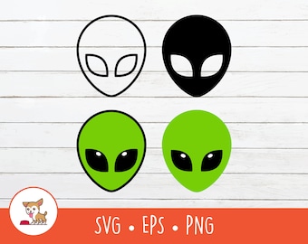 SVG de extraterrestre, clipart de extraterrestre, archivo vectorial de corte de extraterrestre para Cricut, PNG, EPS, descarga digital instantánea