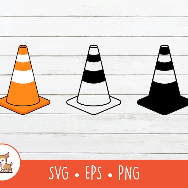Traffic Cone Clipart, Traffic Cone SVG, Vector Traffic Cone Sign Cut File For Cricut, PNG, EPS, Instant Digital Download