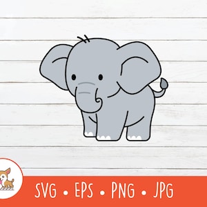 Elephant SVG, Elephant Clipart, Vector Elephant Cut File For Cricut, PNG, EPS, Instant Digital Download